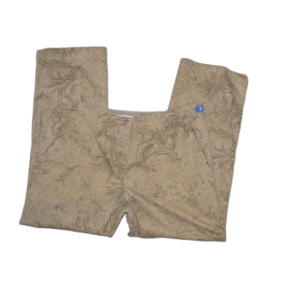 German Vanilia Becky Made in Europe Taupe Floral Jacquard Texture Pants 2XL